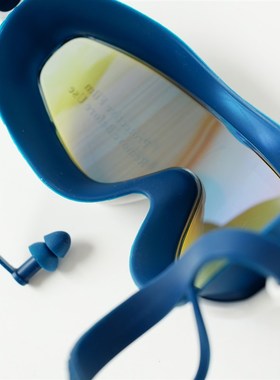 儿童防水大框泳镜 男女童高防雾潜水镜带耳塞游泳眼镜 中大童