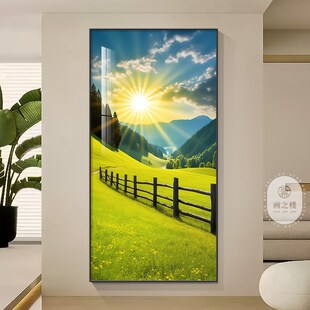 日出东方玄关装饰画青山图入户迎门墙挂画现代山水风景墙壁画