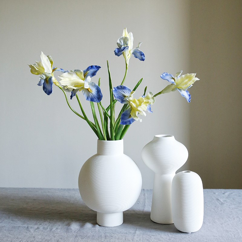 仿真花PU手感油画鸢尾蝶 装饰摆件客厅插花电视柜摆设餐桌花装