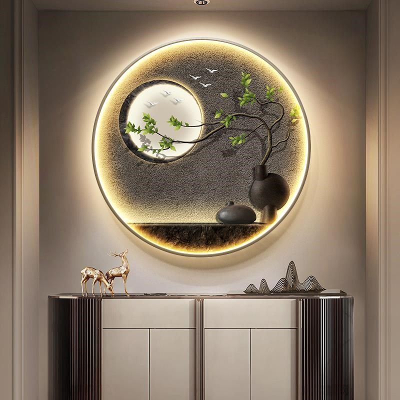 侘寂风玄关装饰画抽象绿植走廊尽头过道灯画客厅高档大气楼梯墙画,家居饰品,氛围画/灯画,淘宝优惠券,粉丝福利购,淘宝优惠卷