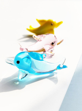 手作迷你mini玻璃工艺品摆件小动物小海豚匠人纯手工制作精致摆设