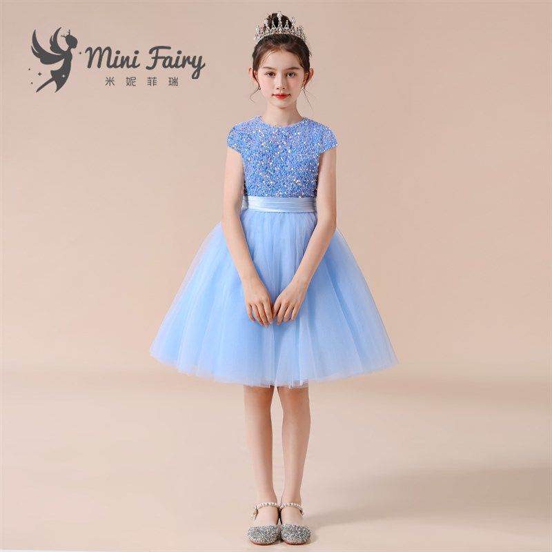 女儿童演出服天蓝色钢琴演出服小提琴比赛学校表演花童公主裙礼服,童装/婴儿装/亲子装,儿童礼服,淘宝优惠券,粉丝福利购,淘宝优惠卷