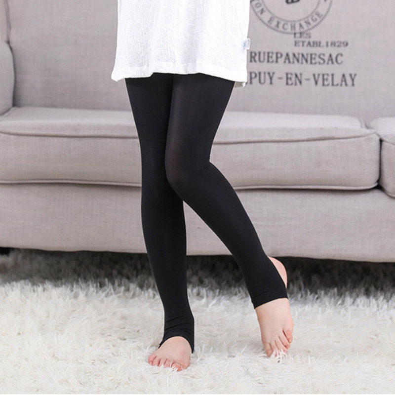 儿童肉色连裤袜春秋中厚女童踩脚肤色打底裤学生白色舞蹈袜钢丝袜