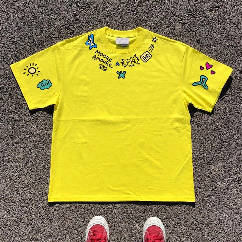 王有病工作室 10年老店!创意简约拼接设计感短袖T恤桃粉色柠檬黄,男装,时尚防晒服,淘宝优惠券,粉丝福利购,淘宝优惠卷