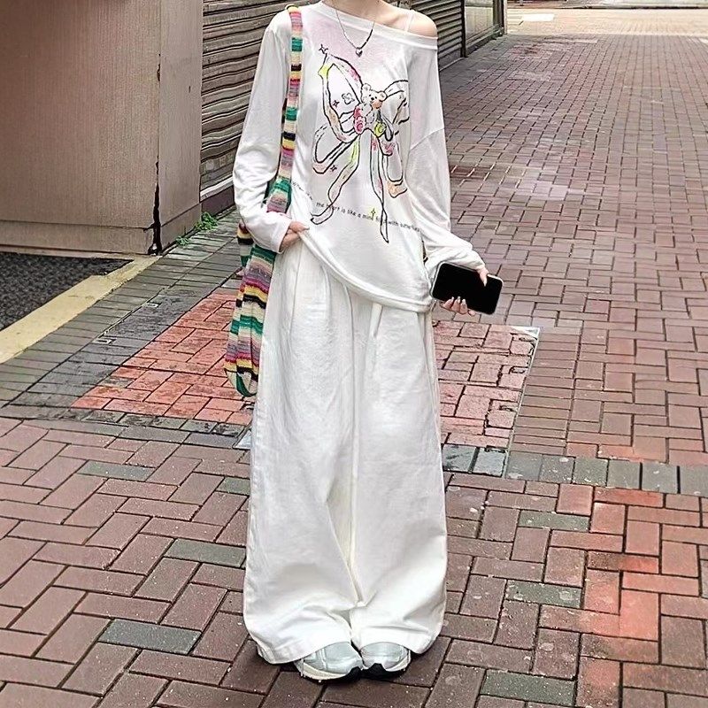 白色大裤脚阔腿牛仔裤女秋季新款设计感高腰宽松显瘦垂感直筒裤子,女装/女士精品,卫裤,淘宝优惠券,粉丝福利购,淘宝优惠卷