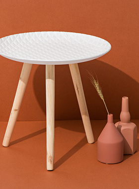 轻奢北欧式圆形小茶几床头柜边几卧室沙发原木简约飘窗榻榻米民宿