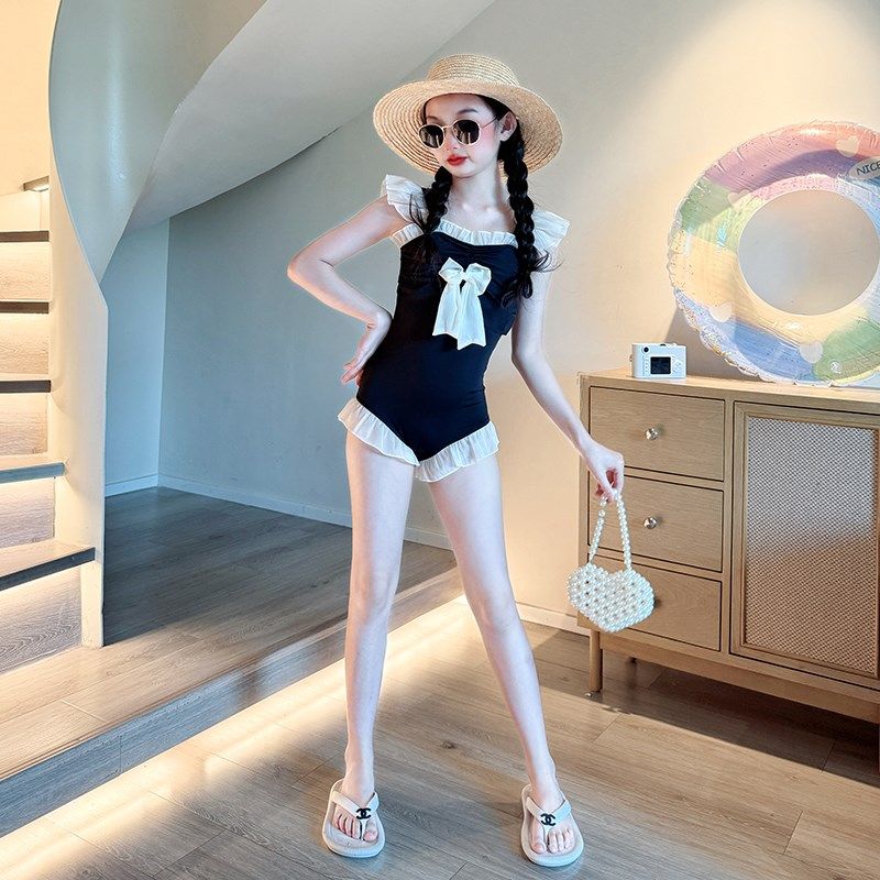 女童泳衣夏季新款儿童洋气连体泳装12岁女孩大童高级感游泳衣夏装