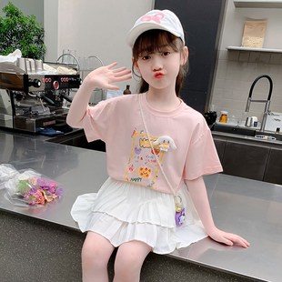 女童夏季套装2025新款儿童洋气时髦半身裙两件套夏装女孩短袖衣服