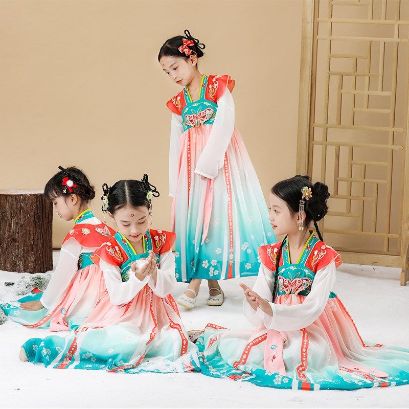 儿童汉服演出服俏执扇国风桃花山小酒馆花蝴蝶胭脂妆古典舞蹈服装,童装/婴儿装/亲子装,儿童演出服,淘宝优惠券,粉丝福利购,淘宝优惠卷