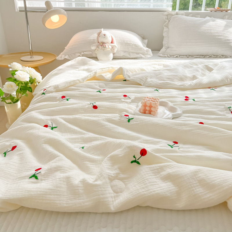 双层纱超柔软夏被夏凉被三件套可机洗儿童被芯宿舍单人夏天薄被子,床上用品,化纤被,淘宝优惠券,粉丝福利购,淘宝优惠卷