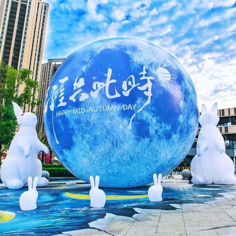 气模定制充气五角星球气模公仔卡通发光国庆节爱国熊美陈装饰气膜