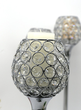 欧式水晶烛台时尚金属蜡烛杯婚庆烛光晚餐蜡烛台家居装饰烛台摆件