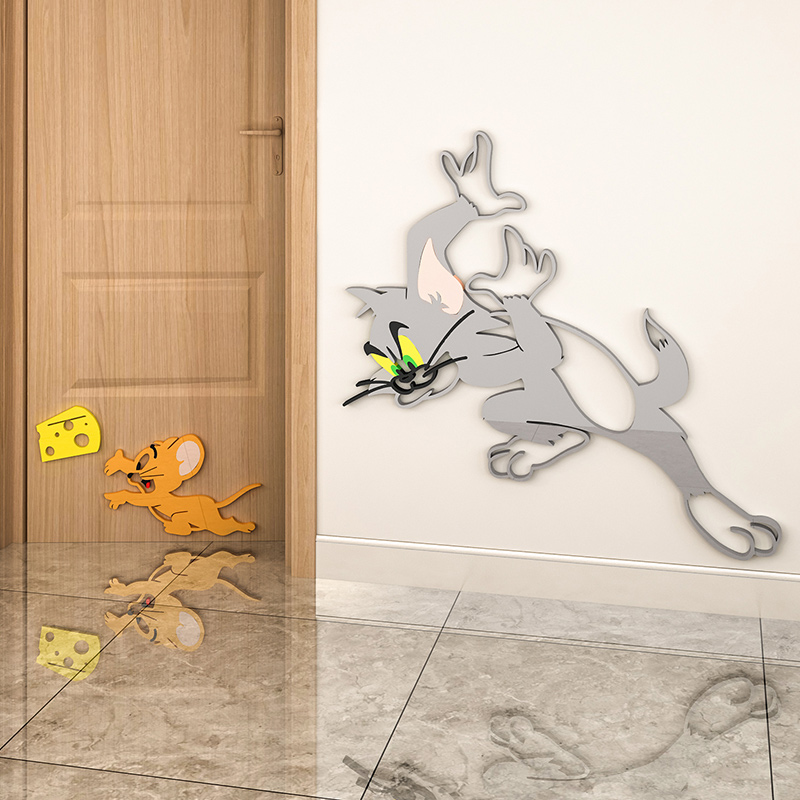 猫和老鼠3d立体墙贴画卧室儿童房间布置创意客厅墙面装饰自粘贴纸