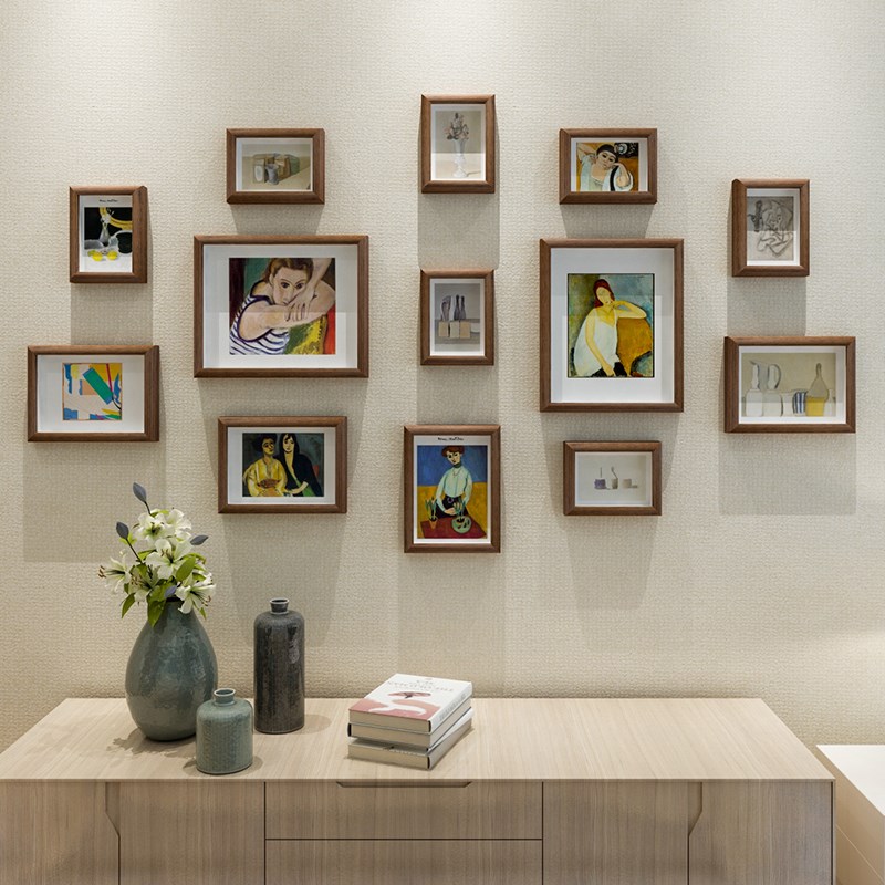 婚纱照相框挂墙免打孔高级感画框定制打印相册框实木质照片墙装饰