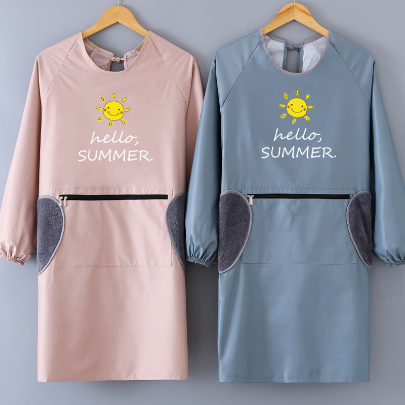 长袖罩衣女大人围裙家用厨房做饭防水防油时尚围腰成人上衣工作服