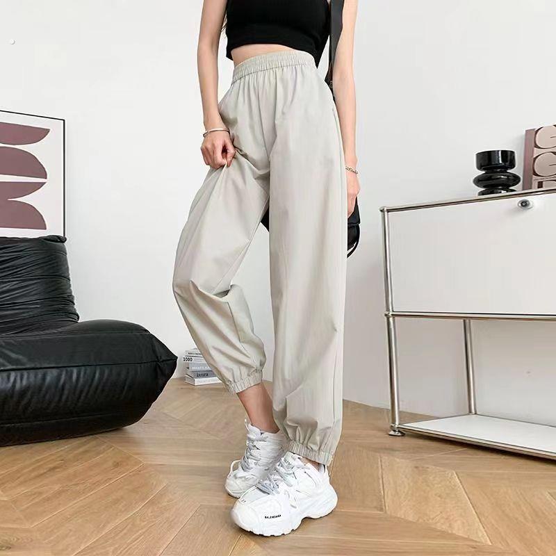速干裤女夏薄款冰丝运动裤宽松显瘦防晒裤外穿高腰束脚哈伦裤