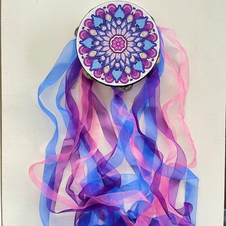上铃鼓舞蹈道具敦煌飞天舞手铃鼓飘带手鼓彩带铃铛鼓汉服拍照表演