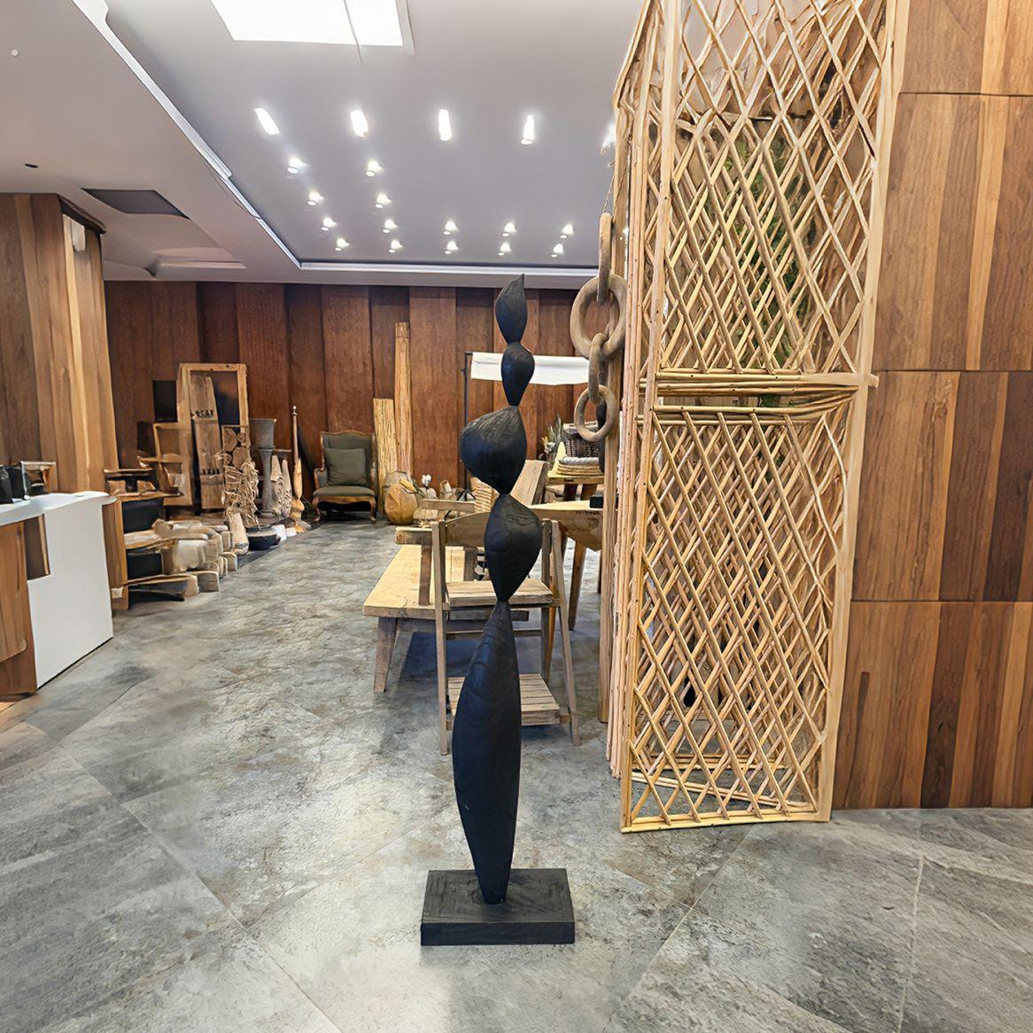 厂家销售黑色碳化木质摆件销售中心别墅客厅书房会客室玄关艺