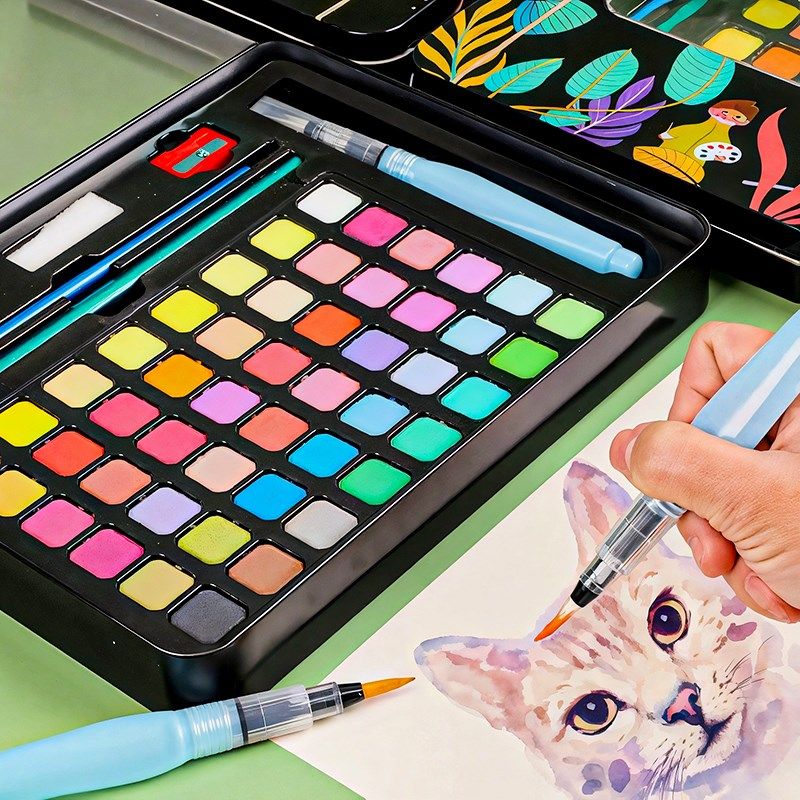 调色盘便携固体水彩画颜料装美术生色固体水粉颜料铁盒儿童固彩色,文具电教/文化用品/商务用品,调色盒,淘宝优惠券,粉丝福利购,淘宝优惠卷