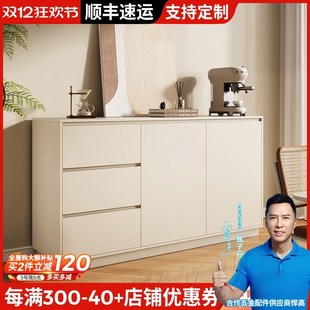 实木餐边柜家用现代简约客厅收y纳储物柜一体靠墙可定制岩板茶水