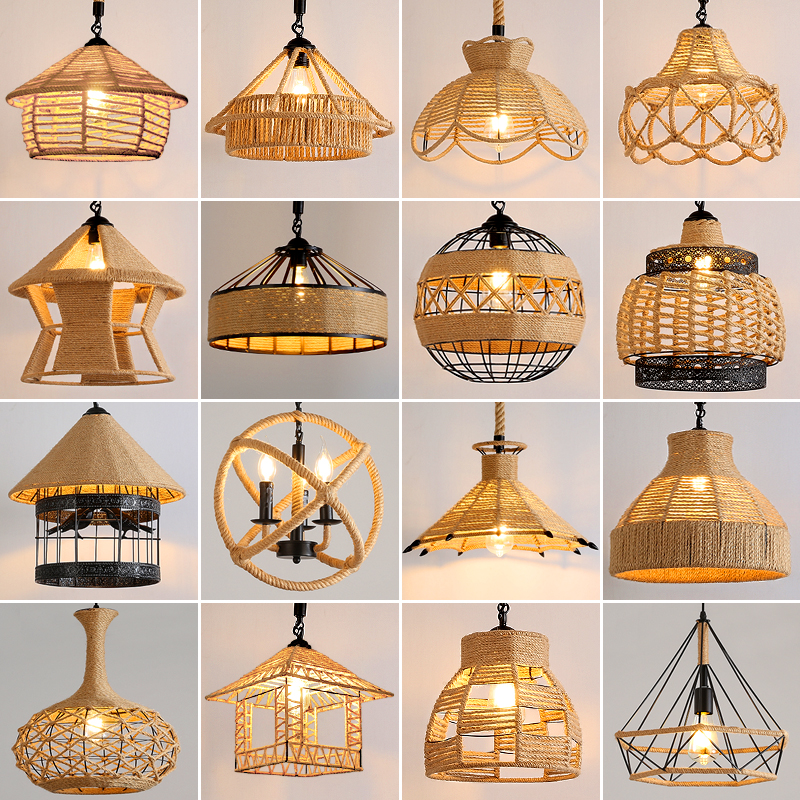 复古麻绳吊灯餐厅仿古工业风酒吧奶茶烧烤店铺商用民宿超市装饰灯