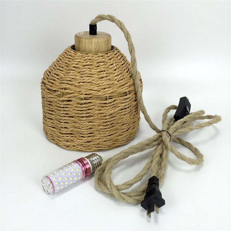 复古纯手工编织灯罩外壳带线民宿客栈藤编吊灯纸绳灯卧室氛围灯,家装灯饰光源,灯具配件,淘宝优惠券,粉丝福利购,淘宝优惠卷