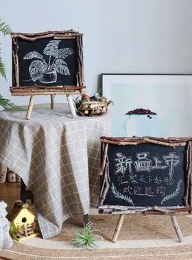 桦木支架小黑板记事板森系幼儿园装饰咖啡馆吧台橱窗拍摄道具