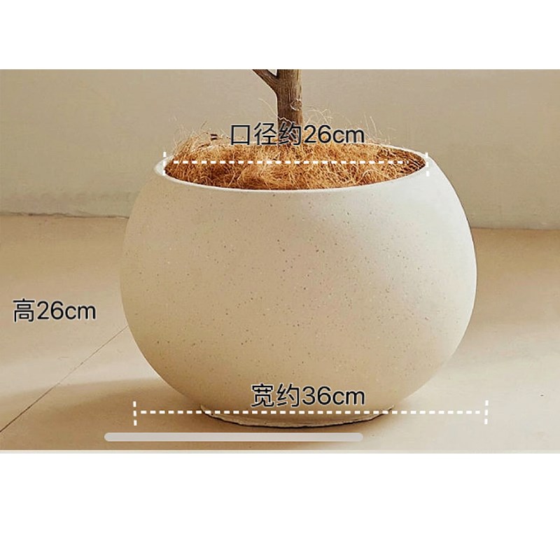仿真绿植水泥花盆假树镁泥盆植物圆球鹅蛋形花盆