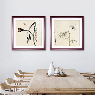 齐白石客厅装饰画沙发背景墙挂画新饭厅壁画手绘斗方国画