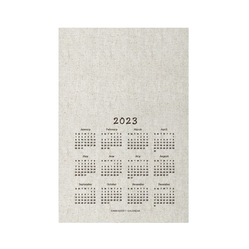 2023年历 刺绣棉麻布 可diy空白日历布 植物拓染 素色图案布 涂鸦