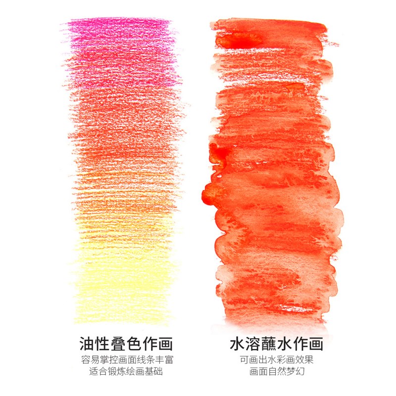 内田美辉0旋转水溶彩铅2色油性彩色铅笔装色绘画学生用彩铅笔儿童