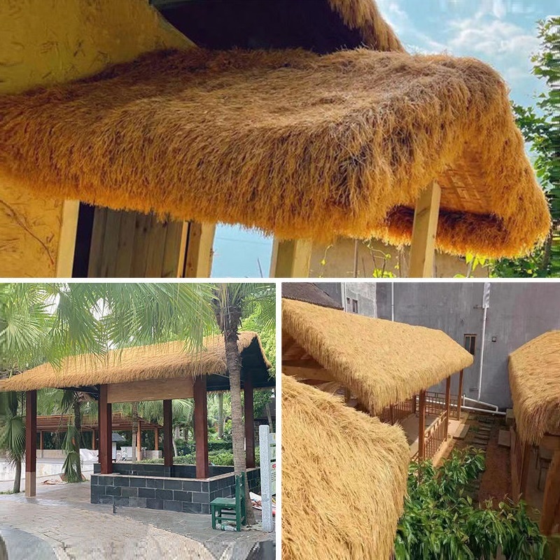 仿真茅草塑料毛草皮屋顶稻草农家乐景区凉亭民宿木屋庭院遮阳装饰