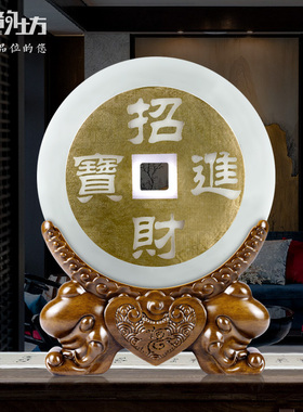 仿古摆件玉石铜钱装饰品办公室摆件商务礼品开业送礼家居客厅摆设