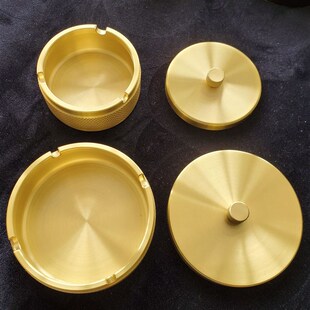 【铜化】原铜实心烟灰缸带盖免费刻字一体带凹槽两用型复古欧式男