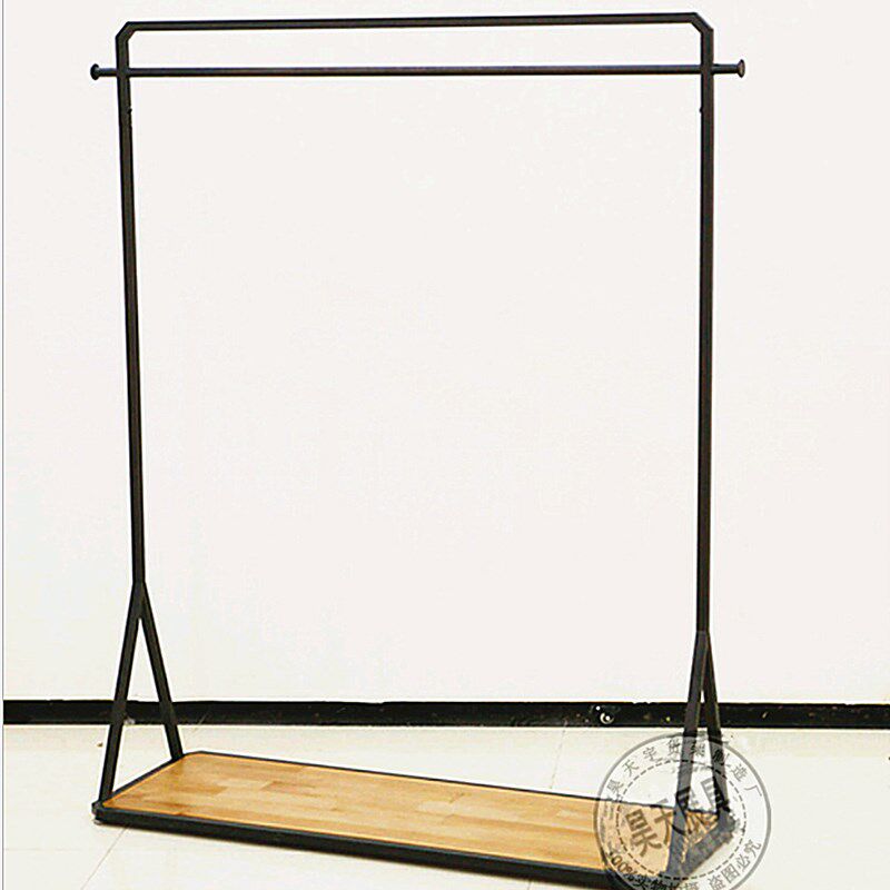 实木双杠展架 服装店衣架复古展示货架落地中岛架橱窗木衣服架子