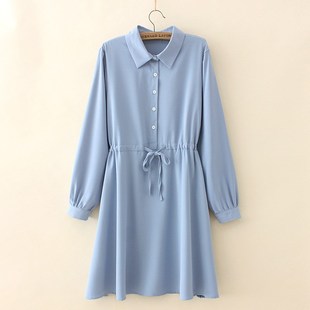女士上衣POLO领收腰系带衬衫 大码 连衣裙 新款 200斤胖MM2021春季