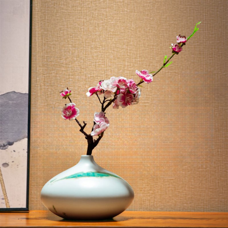 新中式禅意花瓶餐桌插花景德镇陶瓷摆件玄关客厅电视柜创意装饰品