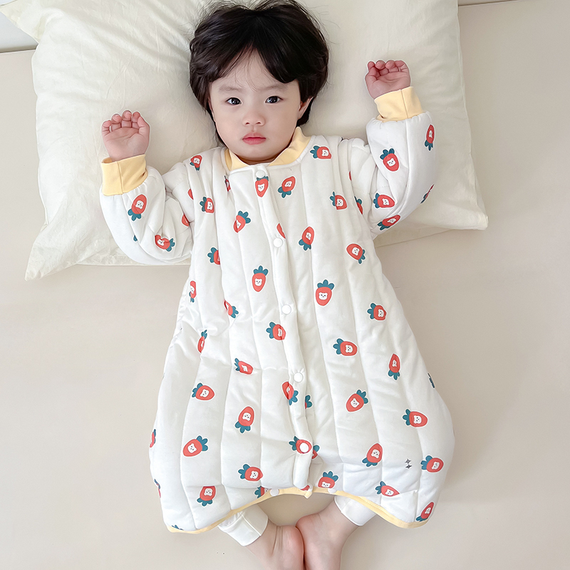 宝宝防踢睡衣儿童保暖连体睡袍冬季夹棉婴儿防着凉睡裙加厚款纯棉