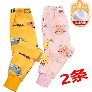 内穿绒裤 男宝宝加绒裤 女童秋裤 男童棉裤 子 打底加厚睡裤 儿童保暖裤