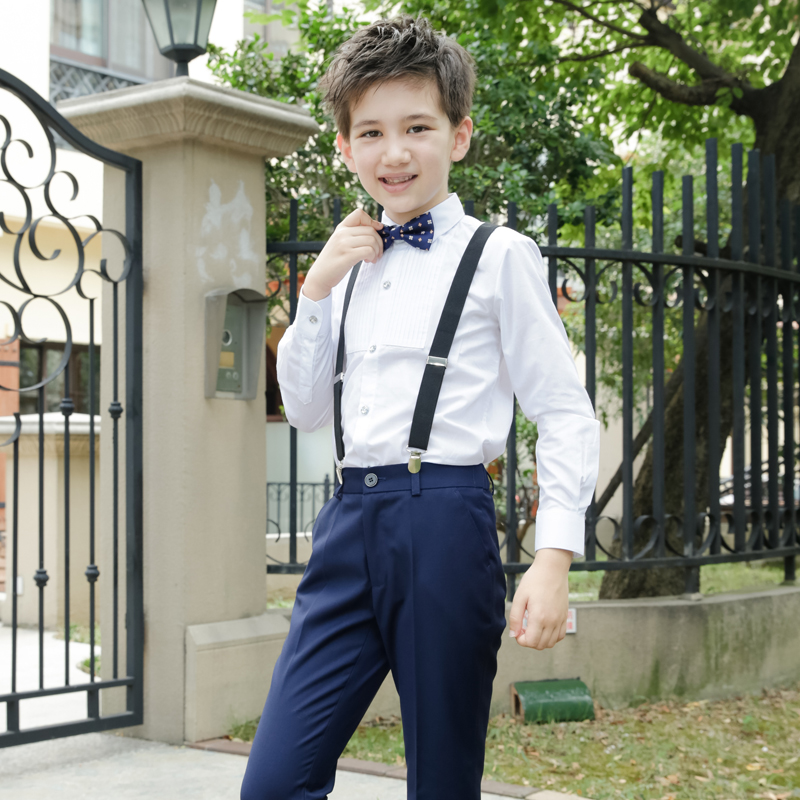 儿童礼服套装主持人小花童背带裤男童西装男孩大合唱演出钢琴服装
