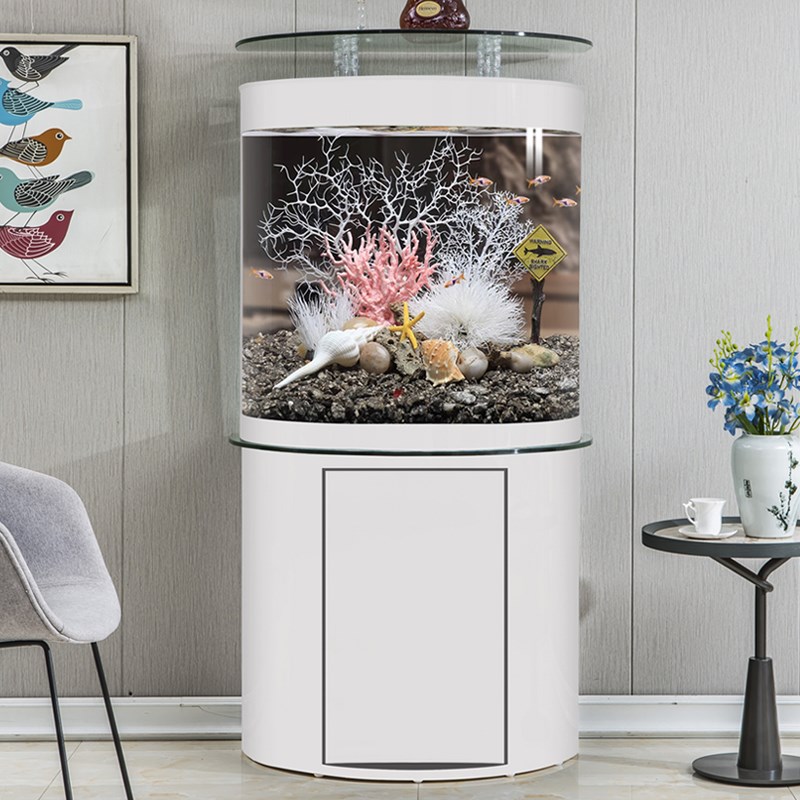 美之海半圆底过滤金鱼缸落地式中型客厅家用玻璃懒人免换水水族箱