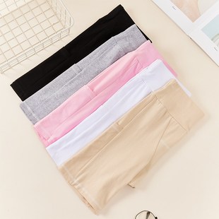 夏薄棉四分打底裤外穿高腰三分裤短裤红色防走光带口袋加档女大码