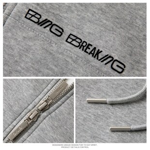 BING 美式多拉链开衫卫衣男女款高级感情侣vintage连帽外套春秋季