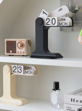 简约翻页日历台历摆件小众高级感家居客厅玄关柜办公室桌面装饰品