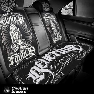 西海岸奇卡诺祈祷之手hiphop说唱匪帮墨西哥花体字汽车坐垫套装