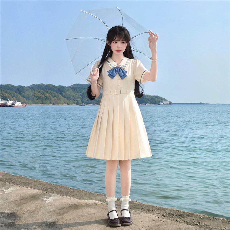 樱花家族jk连衣裙【小月町】甜美学院风制服中长款百褶裙短袖女