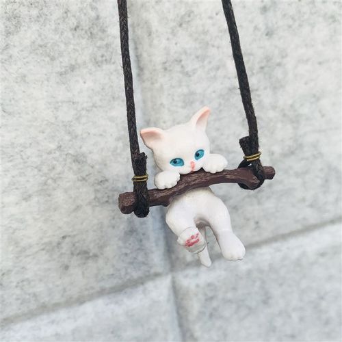 1个 挂树枝小猫咪秋千装饰软木留言装饰图钉 毛毡门板照片墙按钉