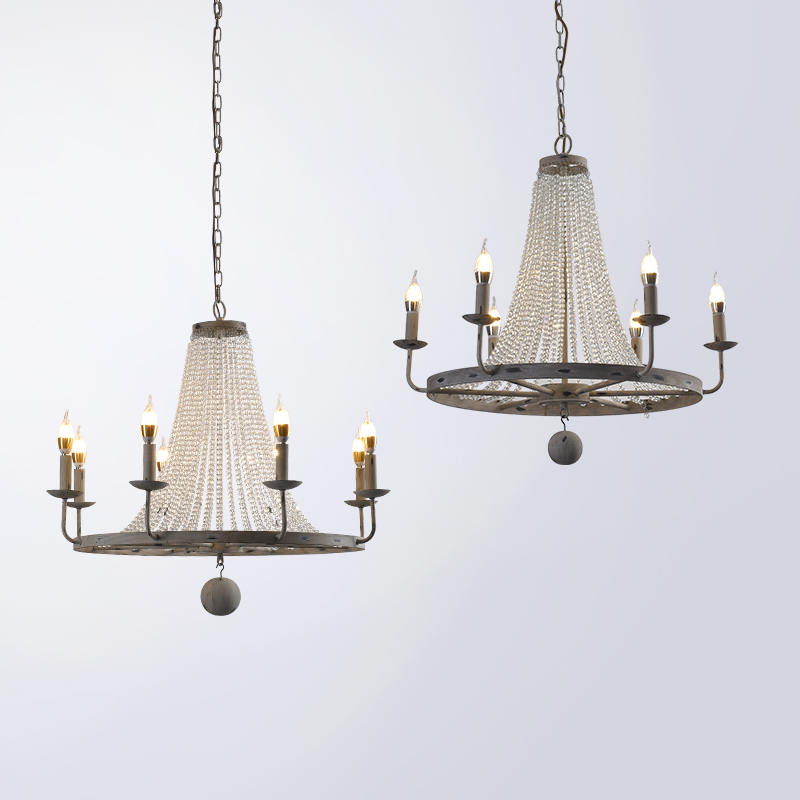 创意美式乡村法式田园复古简约卧室灯客厅餐厅灯酒店复古水晶吊灯