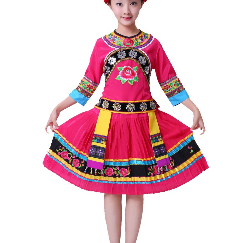 云南少数民族演出服幼儿女童苗族壮族土家族舞蹈服童装女501