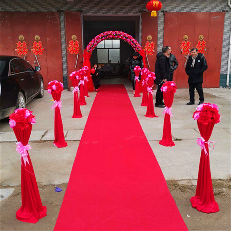 婚庆大红地毯花门拱门雪纱路引结婚大红地毯开业活动庆典红地毯